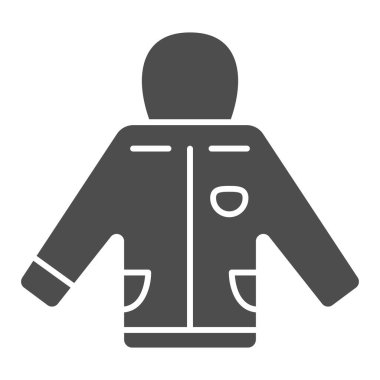 Kaputu sağlam olan yalıtılmış bir ceket, Dünya snowboard günü konsepti, beyaz arka planda kayak takımı tabelası, mobil ve web tasarımı için glyph tarzı bir Snowboard ceket ikonu. Vektör grafikleri.