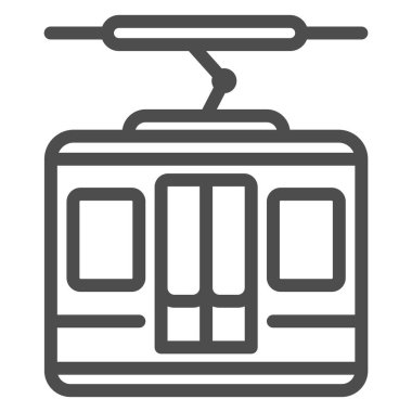 Funicular line ikonu, Dünya Snowboard Günü konsepti, beyaz arka planda kayak kabini kaldırma tabelası, mobil konsept ve web tasarımı için ana hatlı kayak kabini ikonu. Vektör grafikleri.