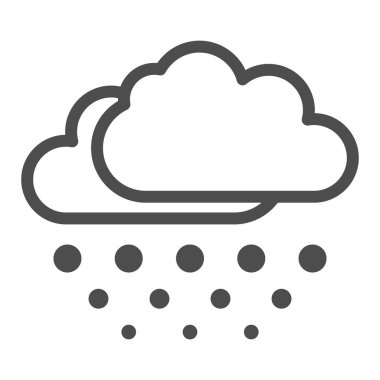 Bulut çizgisi ikonu, Dünya snowboard günü konsepti, beyaz zemin üzerinde karlı hava tabelası, mobil ve web tasarımı için ana hatlı kar ikonu olan bulutlar. Vektör grafikleri.