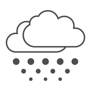 Bulutlar ince çizgi ikonu, Dünya snowboard günü konsepti, beyaz zemin üzerinde karlı hava tabelası, mobil ve web tasarımı için ana hatlı kar ikonu olan bulutlar. Vektör grafikleri.