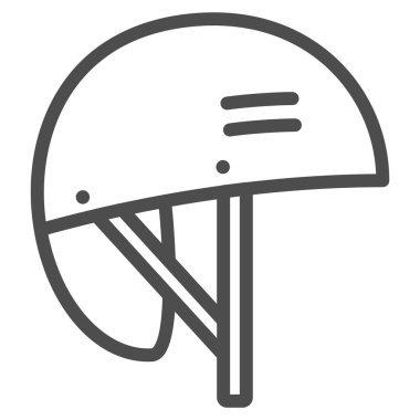 Koruyucu snowboard kask çizgisi ikonu, Dünya snowboard günü konsepti, beyaz arka planda kayak kask tabelası, mobil ve web tasarımı için ana hatlı kask ikonu. Vektör grafikleri.