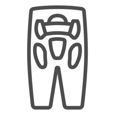 Koruyucu pantolon çizgisi ikonu, Dünya Snowboard Günü konsepti, beyaz arka planda spor pantolonu işareti, taşınabilir konsept ve web tasarımı için snowboard pantolonu ikonu. Vektör grafikleri.