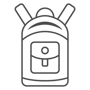 Sırt çantası, ince çizgi ikonu, Dünya Snowboard Günü konsepti, beyaz arka planda spor çantası tabelası, mobil konsept ve web tasarımı için ana hatlı turist ikonu. Vektör grafikleri.