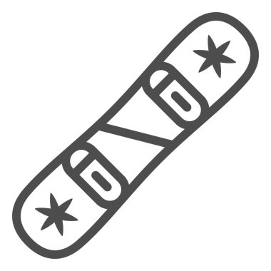 Snowboard hattı ikonu, kış sporları konsepti, beyaz arka planda snowboard tabelası için ekipman, mobil konsept ve web tasarımı için anahat tarzı Snowboard simgesi. Vektör grafikleri.