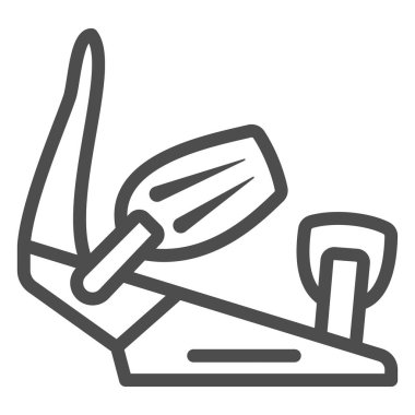 Snowboard tamir çizgisi ikonu, Dünya snowboard günü konsepti, beyaz arka planda snowboard vites tabelası, mobil ve web tasarımı için ana hatlı simge düzeltme. Vektör grafikleri.