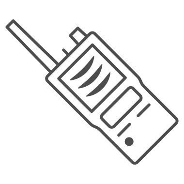 Telsiz, ince çizgi ikonu, Dünya Snowboard Günü konsepti, beyaz arka planda taşınabilir radyo işareti, mobil konsept ve web tasarımı için ana hatlı radyo ikonu. Vektör grafikleri.