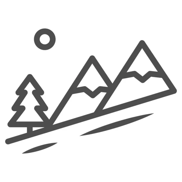 Ícone de linha de paisagem de montanha de inverno, Conceito de dia mundial de snowboard, Descida do sinal de montanha no fundo branco, ícone de pista de esqui no estilo esboço para celular e web. Gráficos vetoriais. —  Vetores de Stock