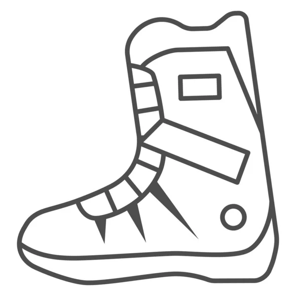Snowboarder Boot tenká čára ikona, Světový snowboard den koncept, Sportovní boty znamení na bílém pozadí, Boot pro snowboarding ikona v obrysu stylu pro mobilní koncept a web design. Vektorová grafika. — Stockový vektor