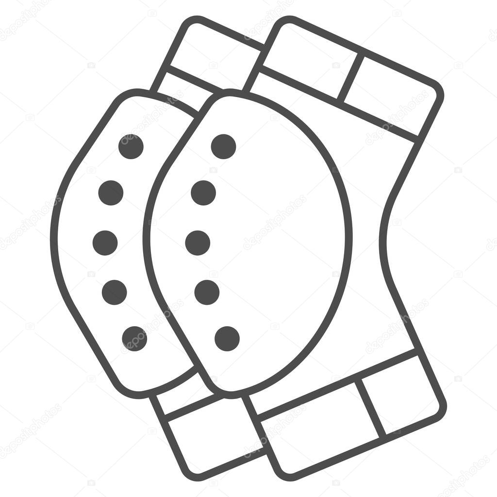 Protective knee pads thin line icon, World snowboard day concept, Skateboarding protective gear sign on white background, Knee pads icon in outline style for mobile and web. Vector graphics.