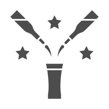 Şişelerden içecekleri karıştırmak katı ikon, barmenler günü konsepti, beyaz arka planda kokteyl işaretini karıştırmak, iki şişeden cam ikona glifli su dökmek. Vektör grafikleri.