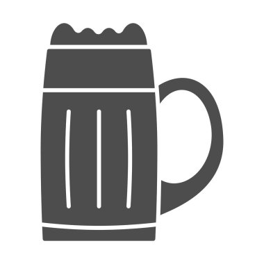 Bira sert ikon, Barmenler Günü konsepti, beyaz arka planda soğuk bira tabelası, mobil konsept ve web tasarımı için kabartma şeklinde bira ikonu. Vektör grafikleri.
