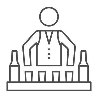 Bardaki barmen, Barmenler Günü konsepti, bardaki barmen beyaz arka planda barmen, cep telefonu ve web tasarımı için tasarım tarzında tek tip ikon barmen. Vektör grafikleri.