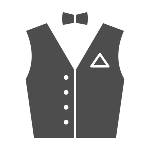 Traje de camarero icono sólido, concepto de día de camareros, chaleco Barman signo sobre fondo blanco, traje de caballero con lazo icono en estilo glifo para el concepto móvil y diseño web. Gráficos vectoriales. — Vector de stock