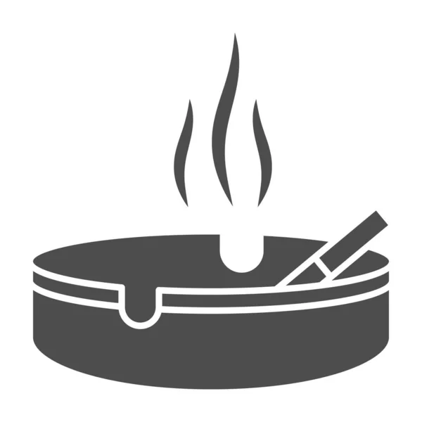Cigarro em cinzeiro ícone sólido, conceito Bartenders Day, sinal de pote de cinzas no fundo branco, ícone de cigarro e cinzeiro no estilo glifo para o conceito móvel e web design. Gráficos vetoriais. — Vetor de Stock