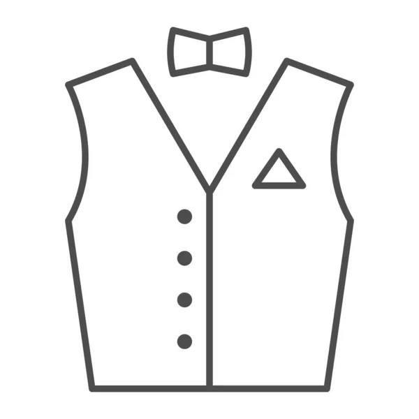 Bartender suit thin line icon, Bartenders Day concept, Barman vest sign on white background, Gentleman suit with bow tie icon in outline style for mobile concept and web design. Gráficos vetoriais. — Vetor de Stock