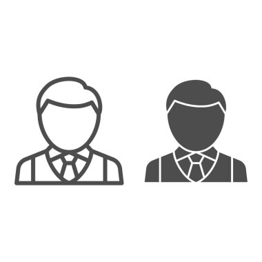 Barmen çizgisi, sağlam bir ikon, barmenler günü konsepti, beyaz arka planda barmen imzası, mobil konsept ve web tasarımı için taslak tarzında üniformalı bir barmen. Vektör grafikleri.