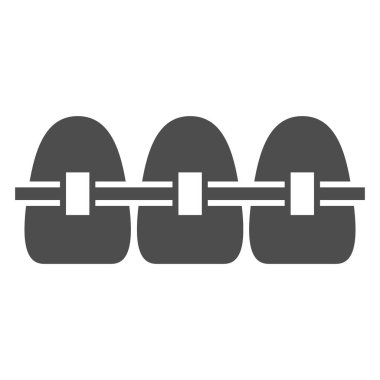 Diş teli simgesi, Uluslararası dişçi günü konsepti, beyaz arka planda ortodontik diş teli tabelası, mobil konsept ve web tasarımı için diş teli ikonu. Vektör grafikleri.