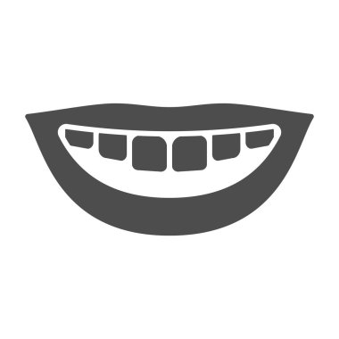 Sağlıklı bir gülümseme, sağlam bir ikon, Uluslararası dişçi günü konsepti, beyaz arka planda beyaz diş gülümseme işareti, mobil ve web tasarımı için kabartma şeklinde sağlıklı diş simgesi. Vektör grafikleri.