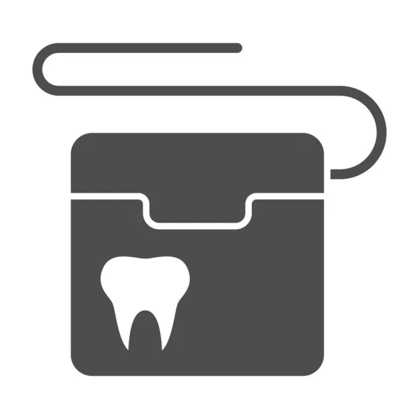 Tandtråd fast ikon, Internationell tandläkare dag koncept, tandtråd till rena tänder underteckna på vit bakgrund, Roll of dental tandtråd ikon i glyf stil för mobil och webben. Vektorgrafik. — Stock vektor