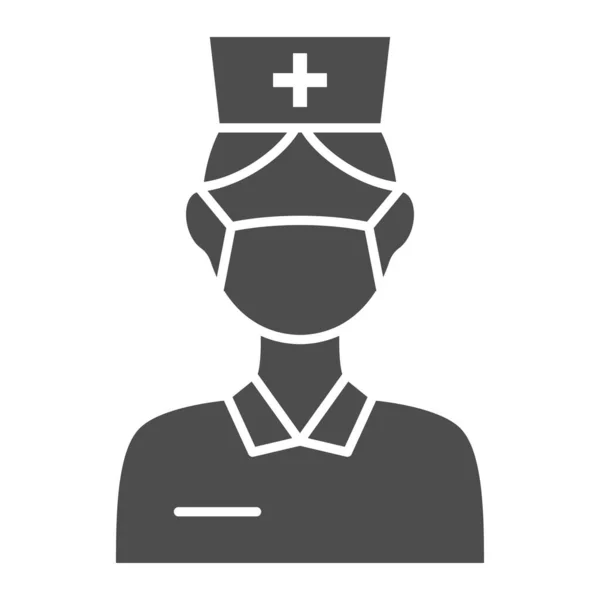 Знак медсестры, концепция Международного дня стоматолога, знак "Женщина-стоматолог" на белом фоне, икона медсестры в маске в глифическом стиле для мобильной концепции и веб-дизайна. Векторная графика. — стоковый вектор