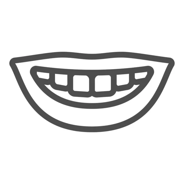 Belle icône de ligne de sourire sain, concept de journée internationale du dentiste, signe de sourire dents blanches sur fond blanc, icône de dents saines dans le style de contour pour la conception mobile et web. Graphiques vectoriels. — Image vectorielle