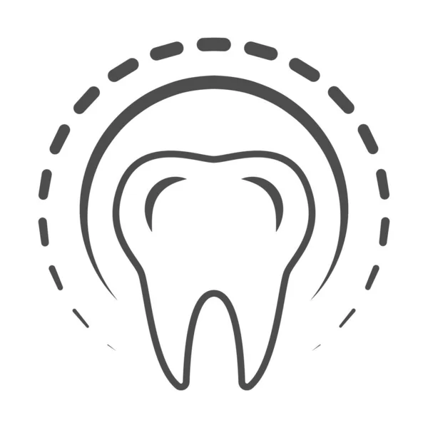 Icono de línea delgada de protección dental, concepto de día del dentista internacional, signo dental saludable sobre fondo blanco, icono de protección dental en estilo de esquema para el concepto móvil, diseño web. Gráficos vectoriales. — Vector de stock