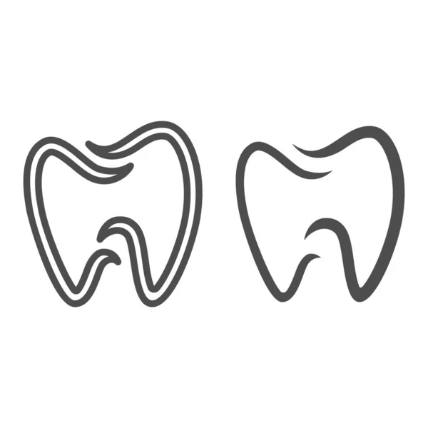 Линия логотипа зуба и прочная икона, концепция Международного дня стоматолога, табличка "Стоматологическая помощь" на белом фоне, символ иконы зуба в стиле наброска для мобильных телефонов и веб-дизайна. Векторная графика. — стоковый вектор