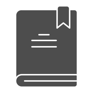 Yer imi katı simgesi, okul konsepti, beyaz arkaplan üzerinde kitap ve işaret işareti, okul günlüğü ve mobil konsept için yer imi simgesi şeklinde yer imi simgesi olan defter. Vektör grafikleri.