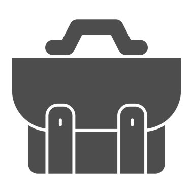 Evrak çantası katı ikonu, okul kavramı, beyaz arka planda okul çantası işareti, mobil konsept ve web tasarımı için glyph tarzı belge ikonu diplomatı. Vektör grafikleri.