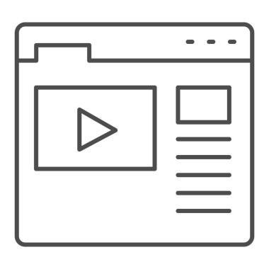 Web sayfası ince çizgi ikonu, okul konsepti, beyaz arka plan online ders işareti, mobil konsept ve web tasarımı için ana hatlı öğrenme ikonu. Vektör grafikleri.