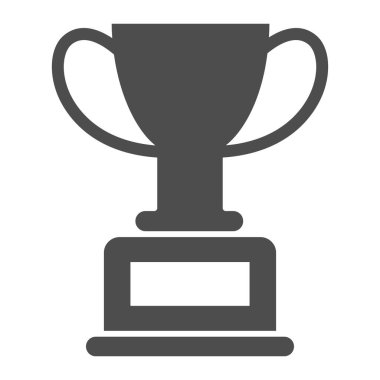 Kazanan kupa katı ikonu, okul konsepti, beyaz arka planda şampiyon kupası işareti, mobil konsept ve web tasarımı için glyph tarzı simge. Vektör grafikleri.