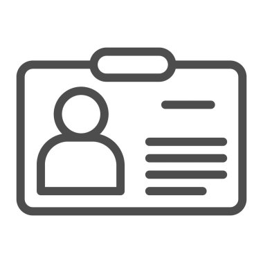 Öğrenci rozeti simgesi, okul konsepti, beyaz arkaplanda öğrenci kimliği işareti, mobil konsept ve web tasarımı için ana hatlı pasaport simgesi. Vektör grafikleri.