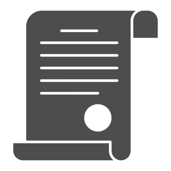 Icono de certificado sólido, concepto escolar, signo de diploma sobre fondo blanco, documento con un icono de sello en estilo glifo para el concepto móvil y el diseño web. Gráficos vectoriales. — Vector de stock