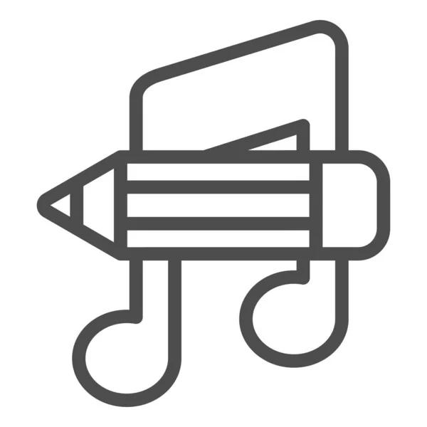 Музыкальная заметка с карандашным значком, школьная концепция, учеба в музыкальной школе знак на белом фоне, заметка и карандашный значок в стиле глиф для мобильных и веб. Векторная графика. — стоковый вектор