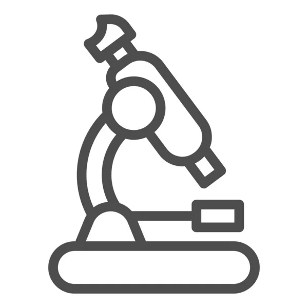Icône de ligne de microscope, concept d'école, équipement pour la chimie et la biologie signe sur fond blanc, icône de microscope de recherche scientifique dans le style de contour pour concept mobile. Graphiques vectoriels. — Image vectorielle