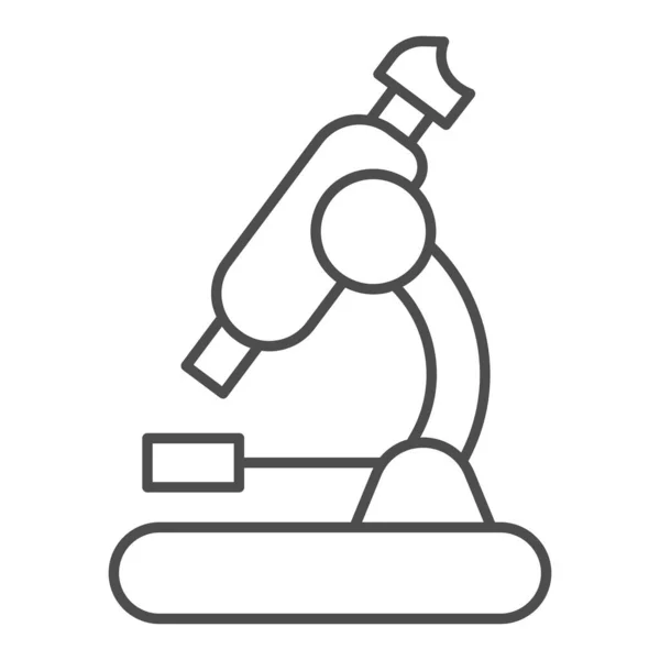 Mikroskop ince çizgi ikonu, okul konsepti, beyaz arka planda kimya ve biyoloji ekipmanı, mobil konsept için taslak biçimli bilimsel araştırma mikroskobu simgesi. Vektör grafikleri. — Stok Vektör