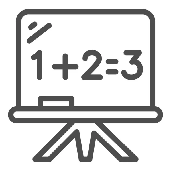 Tableau avec exemple de mathématiques icône de ligne, concept de l'école, panneau de tableau noir sur fond blanc, icône de leçon de mathématiques dans le style de contour pour concept mobile et web design. Graphiques vectoriels. — Image vectorielle