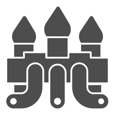 Su kaydıraklı kale, sağlam ikon, su parkı konsepti, beyaz arka planda Su Oyunları tabelası, mobil konsept için kabartma biçiminde şişirilebilir park çekim ikonu, web tasarımı. Vektör grafikleri.