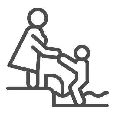 Çocuk havuzundaki anne ve bebek ikonu, su parkı konsepti, çocuklar için su alanı beyaz arka planda, anne ve çocuk yüzme havuzu ikonuna ana hatlarıyla imza atıyor. Vektör grafikleri.