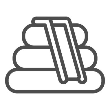 Şişirilebilir slayt çizgisi simgesi, su parkı konsepti, beyaz arka planda Su Oyunları tabelası, mobil ve web tasarımı için taslak biçimli su kaydırma ikonu olan şişirilebilir trambolin. Vektör grafikleri.