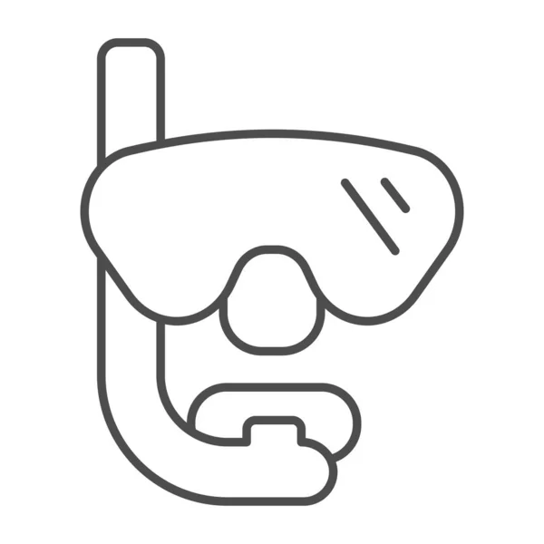 Scuba Diver Mask Thin Line Symbol, Wasserpark-Konzept, Schwimmausrüstung zum Schnorcheln Zeichen auf weißem Hintergrund, Tauchermaske und Schlauchsymbol in Umriss Stil für Handy und Web. Vektorgrafik. — Stockvektor
