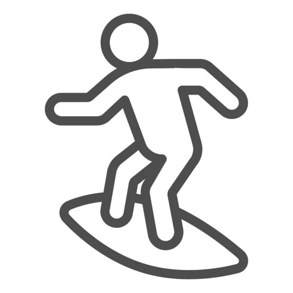 Hombre en el icono de la línea de surf, concepto de parque acuático, signo Surfer sobre fondo blanco, Surf rider on surfboard icon in outline style for mobile concept and web design. Gráficos vectoriales. — Vector de stock