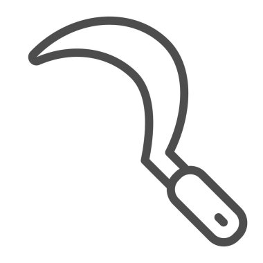 Orak çizgisi ikonu, çiftlik bahçesi konsepti, beyaz arka planda kanca işareti, mobil konsept ve web tasarımı için ana hatlı orak ikonu. Vektör grafikleri.