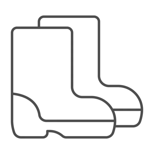Botas de goma icono de línea delgada, concepto de jardín de granja, signo de botas de lluvia sobre fondo blanco, icono de zapatos impermeables en estilo de esquema para el concepto móvil y el diseño web. Gráficos vectoriales. — Vector de stock