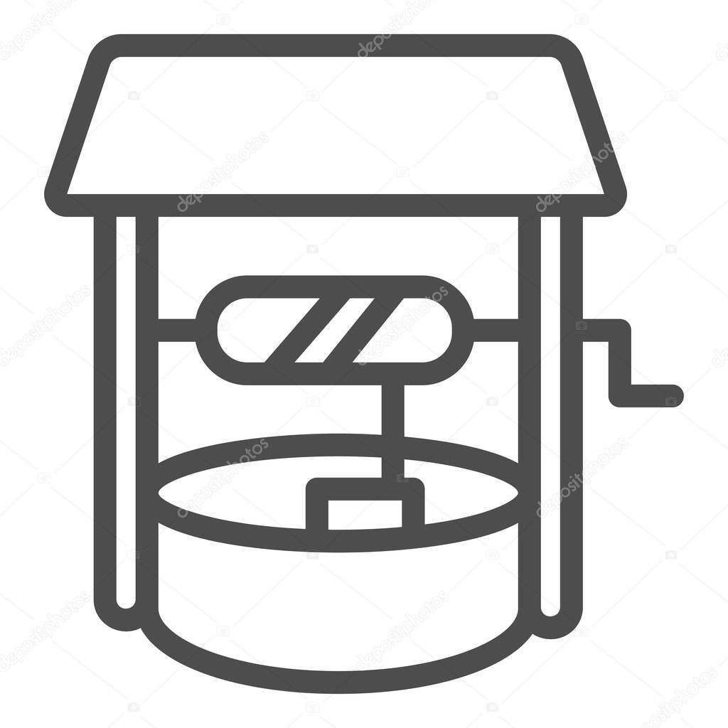 Water well line icon, farm garden concept, draw-well sign on white background, well icon in outline style for mobile concept and web design. Vector graphics.