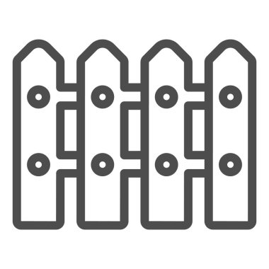 Çit çizgisi ikonu, çiftlik bahçesi konsepti, arka planda bahçe kapısı tabelası, taşınabilir konsept ve web tasarımı için kırsal çit ikonu. Vektör grafikleri.