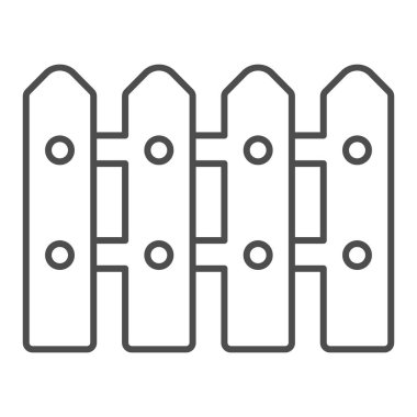 Fience ince çizgi ikonu, çiftlik bahçesi konsepti, arka planda bahçe kapısı işareti, mobil konsept ve web tasarımı için kırsal çit ikonu. Vektör grafikleri.