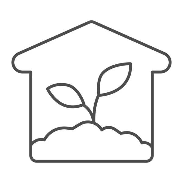 Тонкая иконка теплицы, концепция фермерского сада, знак здания теплицы на белом фоне, иконка растения теплицы в стиле наброска для мобильной концепции и веб-дизайна. Векторная графика. — стоковый вектор