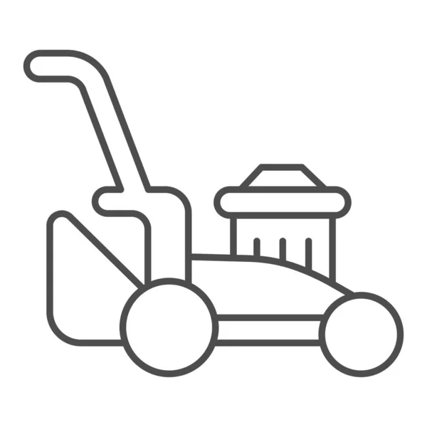 芝刈り機の細い線のアイコン、ファームガーデンのコンセプト、白い背景に芝生のトラクターのサイン、モバイルコンセプトとウェブデザインのアウトラインスタイルで芝刈り機のアイコン。ベクトルグラフィックス. — ストックベクタ