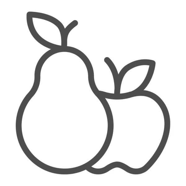 Gruszkowo-jabłkowa ikona linii, koncepcja ogrodu rolniczego, zestaw znaków owocowych na białym tle, Apple z ikoną gruszki w stylu zarysu dla mobilnej koncepcji i projektowania stron internetowych. Grafika wektorowa. — Wektor stockowy